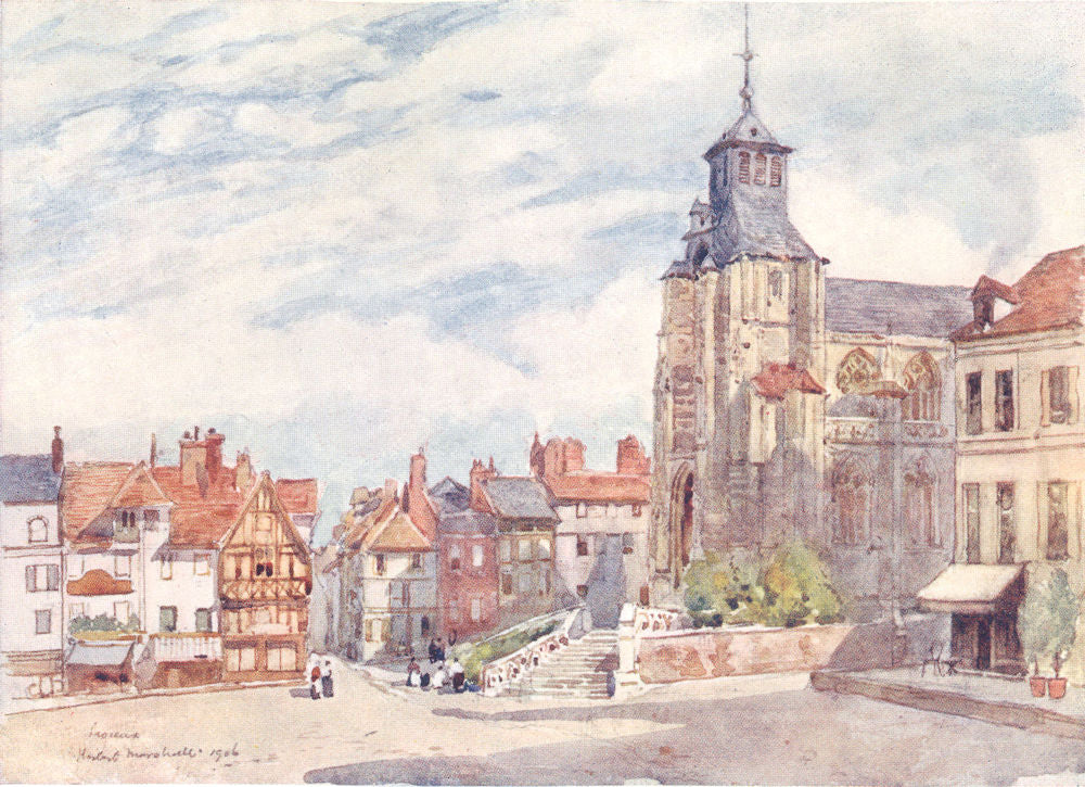 CALVADOS. St. Jacques. Lisieux. Houses 1907 old antique vintage print picture